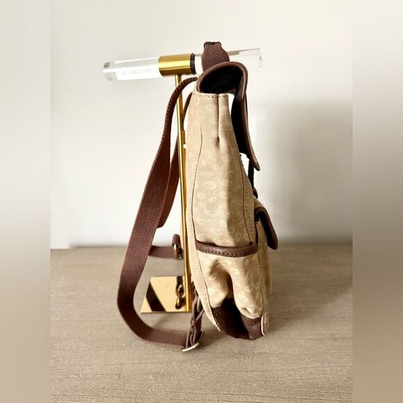 Lucky Brand Cotton Canvas Leather Backpack in Tan Pebble Print - Picture 2 of 10